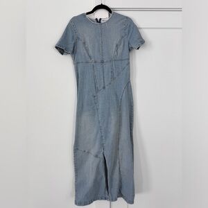 Patchwork Denim Midi Dress